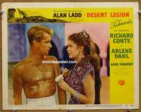 4f543 DESERT LEGION LC #6 '53 close up of sexy Arlene Dahl bandaging barechested Alan Ladd's arm!