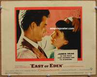 4f557 EAST OF EDEN LC #8 R57 great close up of James Dean with his hand on Julie Harris' hair!