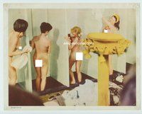 4f564 EVA lobby card '69 German sexploitation, great scene of four naked school girls in shower!