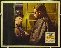 4f640 HANGOVER SQUARE lobby card '45 close up of crazy Laird Cregar at door of pretty Linda Darnell!