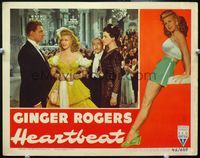 4f645 HEARTBEAT LC '46 pretty Ginger Rogers with Jean-Pierre Aumont & Adolphe Menjou at party!