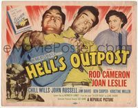 4f123 HELL'S OUTPOST title card '55 c/u of Rod Cameron choking John Russell as Joan Leslie watches!
