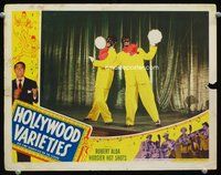 4f661 HOLLYWOOD VARIETIES lobby card #5 '50 two minstrel guys singing with tamborines on stage!
