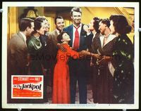 4f701 JACKPOT lobby card #6 '50 James Stewart is congratulated by Natalie Wood & cheering friends!