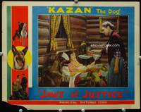 4f702 JAWS OF JUSTICE movie lobby card '33 Kazan the German Shepherd in main scene & border art!