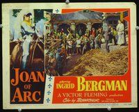 4f705 JOAN OF ARC lobby card #5 '48 Ingrid Bergman is tied to the stake in preparation for burning!