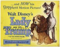 4f156 LADY & THE TRAMP title movie lobby card '55 Walt Disney romantic canine classic cartoon!