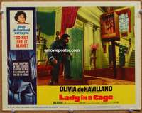 4f727 LADY IN A CAGE LC #2 '64 Jeff Corey doesn't seem to realize Olivia de Havilland is trapped!