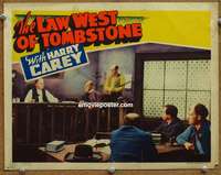 4f739 LAW WEST OF TOMBSTONE lobby card '38 Harry Carey testifies at trial in western courtroom!