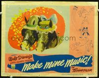 4f761 MAKE MINE MUSIC LC '46 Walt Disney, cool cartoon image of 2 donkeys with animated hats!