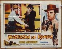4f773 MASTERSON OF KANSAS lobby card '54 George Montgomery takes Doc Holliday's gun in poker game!