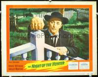 4f800 NIGHT OF THE HUNTER LC #3 '55 classic Robert Mitchum portrait showing his love & hate hands!