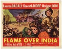 4f212 NORTH WEST FRONTIER TC '60 art of Lauren Bacall & soldier Kenneth More, Flame Over India!
