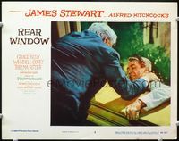 4f839 REAR WINDOW LC #3 R60 Alfred Hitchcock, Raymond Burr pushes Jimmy Stewart out of window!
