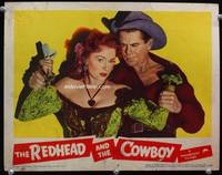 4f849 REDHEAD & THE COWBOY LC #4 '51 close up of cowboy Glenn Ford grabbing pretty Rhonda Fleming!