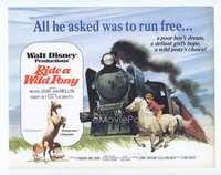 4f235 RIDE A WILD PONY TC '76 Disney, cool artwork of boy on white horse riding alongside train!
