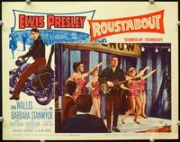 4f866 ROUSTABOUT LC #4 '64 great image of Elvis Presley playing guitar on stage with 4 sexy girls!
