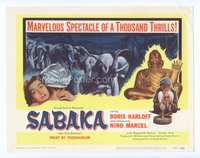 4f243 SABAKA title card '54 you'll never forget Boris Karloff or the 150 thundering elephants!