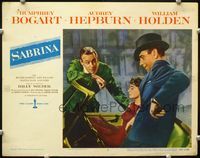 4f870 SABRINA LC #5 '54 Humphrey Bogart & William Holden stand by Audrey Hepburn in cool car!