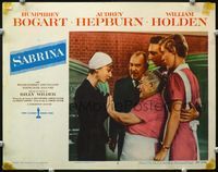 4f871 SABRINA lobby card #6 '54 the staff at the mansion are impressed by beautiful Audrey Hepburn!