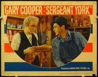 4f877 SERGEANT YORK lobby card '41 great close up of farmboy Gary Cooper & minister Walter Brennan!