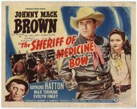 4f259 SHERIFF OF MEDICINE BOW signed title card '48 by Evelyn Finley, who is with Johnny Mack Brown!