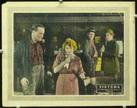 4f885 SISTERS movie lobby card '22 pretty diminuitive blonde Seena Owen is stared at by three men!