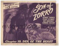 4f270 SON OF ZORRO Ch. 10 title card '47 Republic serial, great image of masked hero George Turner!