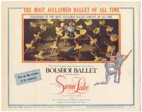 4f292 SWAN LAKE title card '60 Tschaikowsky, Russian Bolshoi Ballet musical, great image of dancers!