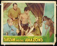 4f928 TARZAN & THE AMAZONS LC '45 Johnny Sheffield, Henry Stephenson with two others in tent!