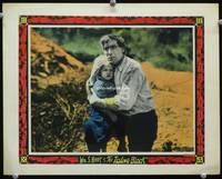 4f931 TESTING BLOCK lobby card R20s William S. Hart cradles the child he had with a worthless woman!