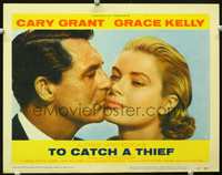 4f944 TO CATCH A THIEF LC #5 '55 best super close up of Cary Grant cheek-to-cheek with Grace Kelly!