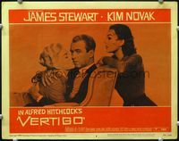 4f969 VERTIGO LC #6 '58 Alfred Hitchcock, great image of James Stewart with both sexy Kim Novaks!