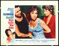 4f985 WHERE THE HOT WIND BLOWS LC #8 '60 c/u of sexiest Gina Lollobrigida restrained by 2 women!