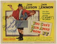 4f360 YOU CAN'T RUN AWAY FROM IT signed TC '56 by June Allyson, who is being carried by Jack Lemmon!