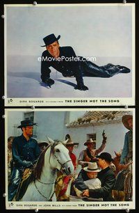 4g703 SINGER NOT THE SONG 2 Eng/Italy movie lobby cards '62 cowboy Dirk Bogarde, English western!