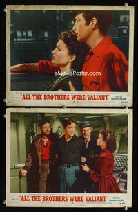 4g024 ALL THE BROTHERS WERE VALIANT 2 movie lobby cards '53 Robert Taylor, Ann Blyth!