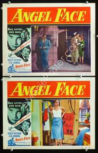 4g031 ANGEL FACE 2 movie lobby cards '53 Robert Mitchum, sexy Jean Simmons!
