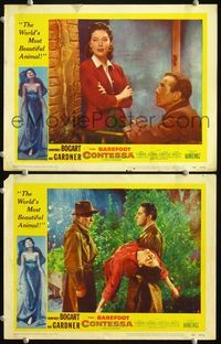 4g054 BAREFOOT CONTESSA 2 LCs '54 Joseph L. Mankiewicz directed, Humphrey Bogart & sexy Ava Gardner!