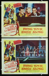 4g098 BRING YOUR SMILE ALONG 2 movie lobby cards '55 first Blake Edwards directed, Frankie Laine!