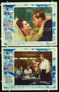 4g081 BLAZE OF NOON 2 movie lobby cards '47 William Holden, sexy Anne Baxter!