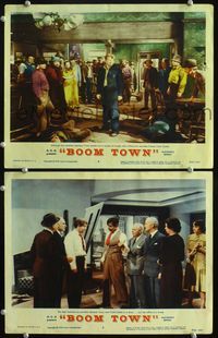 4g089 BOOM TOWN 2 movie lobby cards R56 Clark Gable & Spencer Tracy's fight destroys their office!