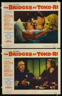 4g097 BRIDGES AT TOKO-RI 2 LCs '54 pretty Grace Kelly & William Holden in bed and w/Fredric March!