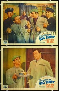 4g099 BROADWAY BIG SHOT 2 movie lobby cards '42 Ralph Byrd trying to start a fight as prison inmate!