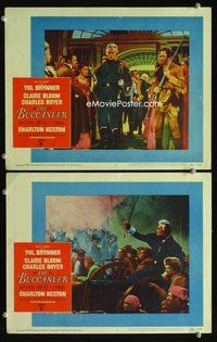 4g104 BUCCANEER 2 movie lobby cards '58 Charlton Heston w/two guns and sword!