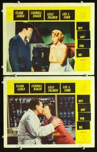 4g109 BUT NOT FOR ME 2 movie lobby cards '59 Carroll Baker is mad & Lili Palmer kisses Clark Gable!