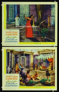 4g111 CAESAR & CLEOPATRA 2 LCs '46 Vivien Leigh beating a slave & lounging around the palace!