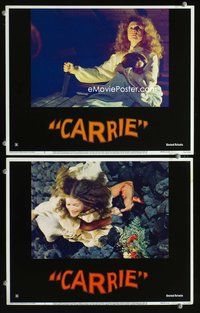 4g119 CARRIE 2 movie lobby cards '76 wild image of Sissy Spacek, Piper Laurie, Stephen King!