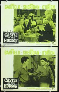 4g120 CASTLE ON THE HUDSON 2 movie lobby cards R49 John Garfield, Ann Sheridan, Burgess Meredith!