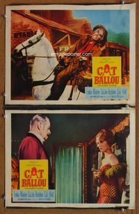 4g121 CAT BALLOU 2 movie lobby cards '65 classic beauty Jane Fonda w/gun, wacky Lee Marvin!